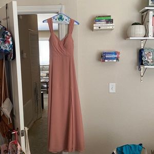 Azazie Nahrin champagne rose bridesmaid dress